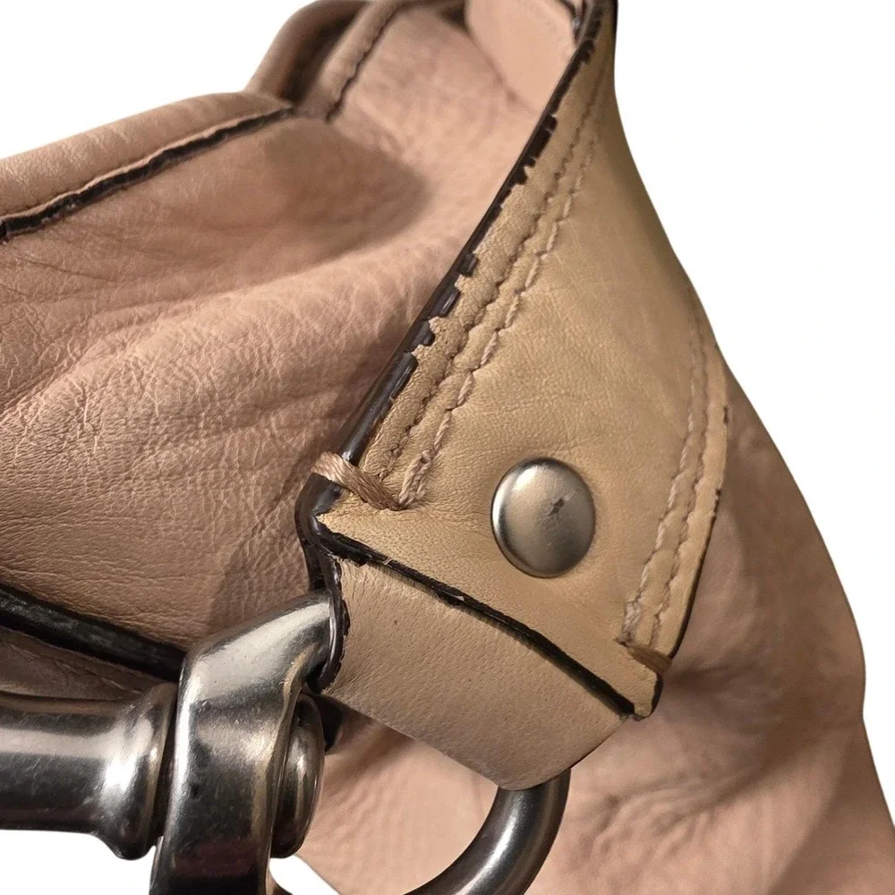VTG Coach Soft Milled Leather Hobo Shoulder Bag‎ Purse Beige A0985-F13094